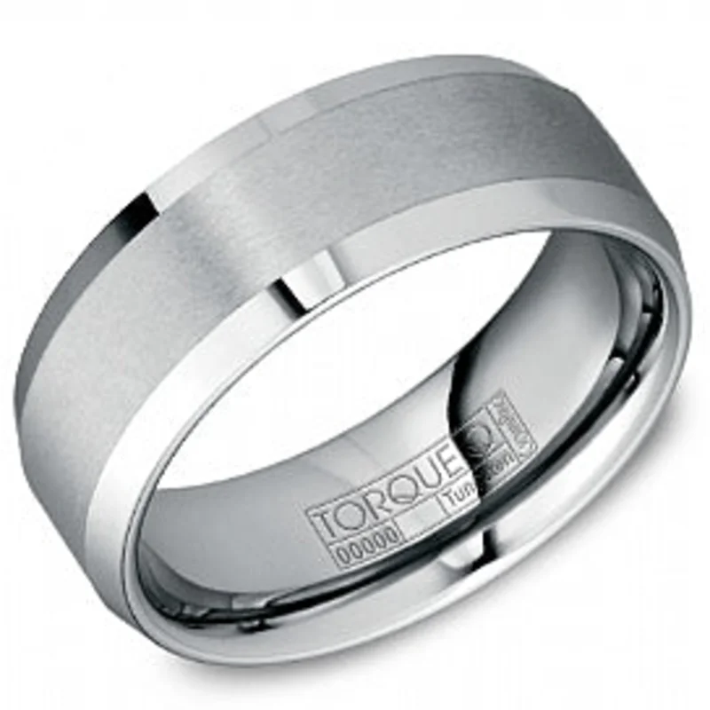 TUNGSTEN CARBIDE GREY 8MM SANDPAPER CENTER AND HIGH POLISH EDGES MENS BAND SIZE 10