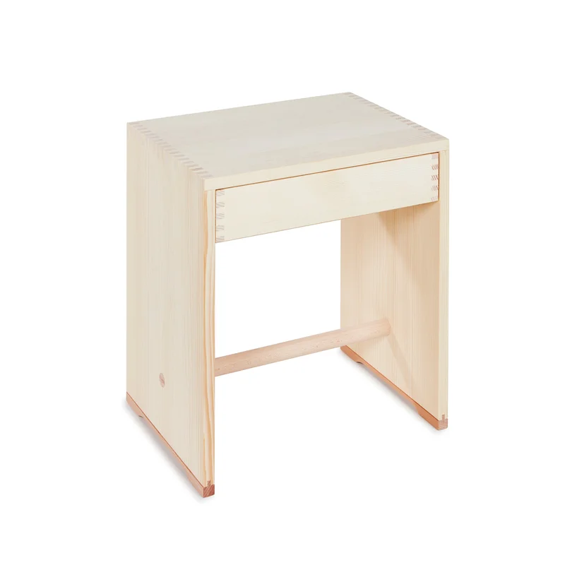 Ulmer Stool with Drawer Spruce Natural