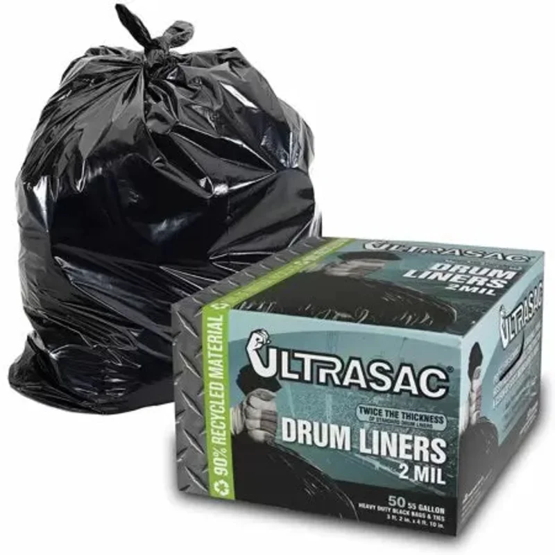 Ultrasac 55 Gal. Drum Liner Trash Bags (50 Count), Black Black