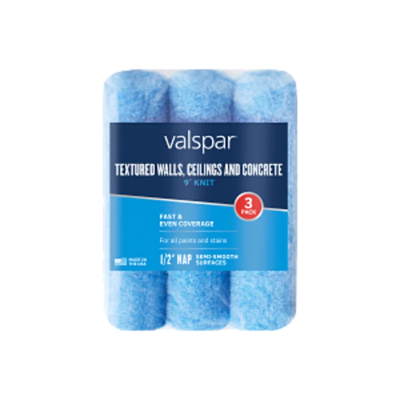 Valspar 3-Pack 9-in x 1/2-in Walls, Concrete and Decks Knit Roller Cover