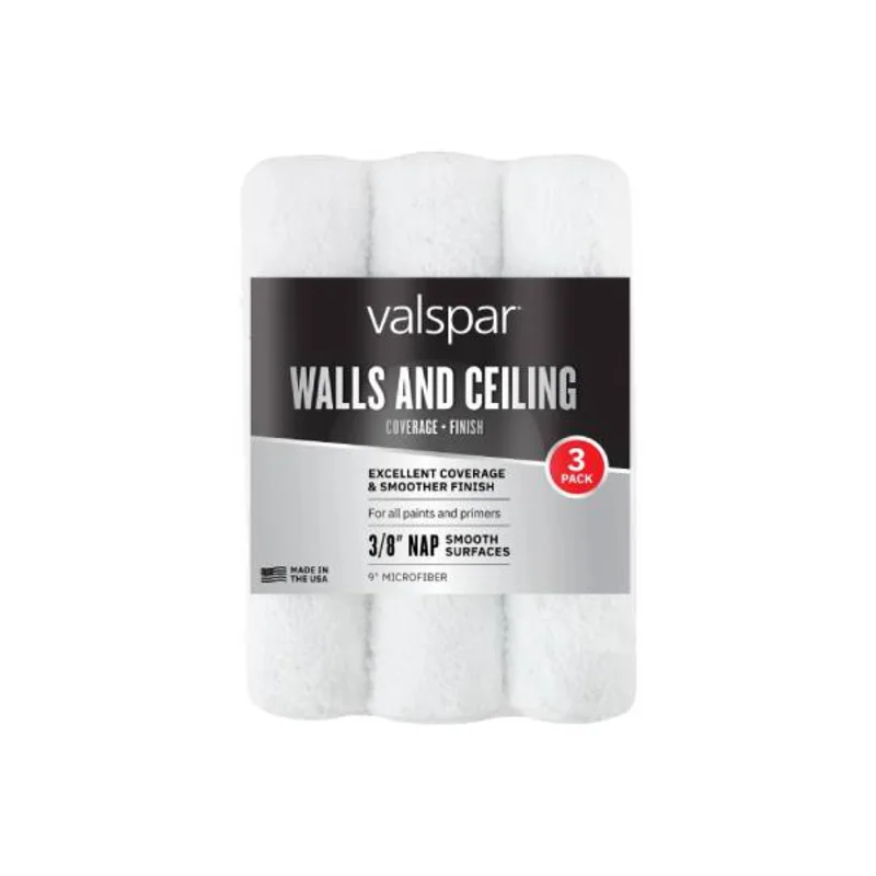 Valspar 3-PK 9-in x 3/8-in Walls and Ceilings Microfiber Roller Cover