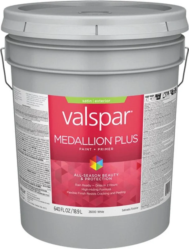 Valspar Medallion Plus Exterior Paint + Primer Satin 5 Gallon White Base White Base