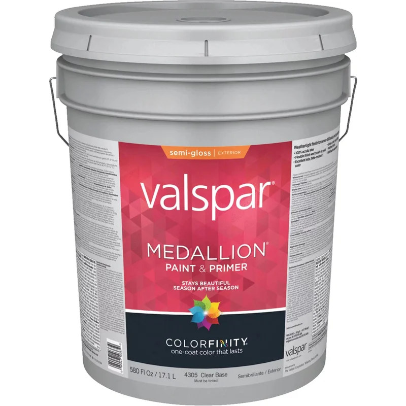 Valspar Medallion Plus Exterior Paint + Primer Semi-Gloss 5 Gallon Clear Base Clear Base
