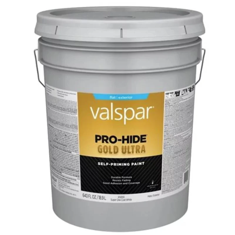 Valspar Pro-Hide Gold Ultra Exterior Self-Priming Paint Flat 5 Gallon Super One Coat White Super One Coat White
