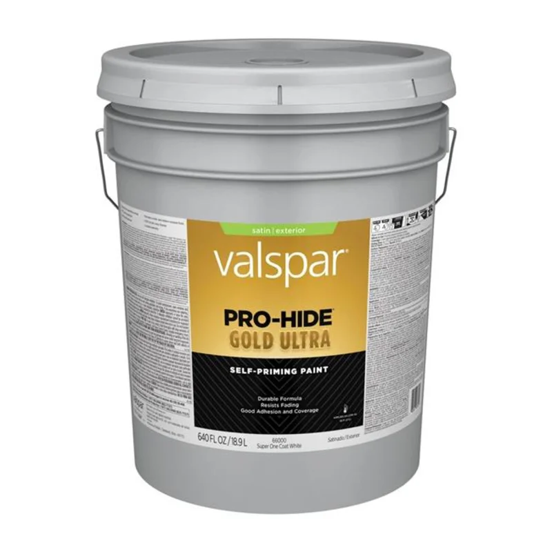 Valspar Pro-Hide Gold Ultra Exterior Self-Priming Paint Satin 5 Gallon Super One Coat White Super One Coat White
