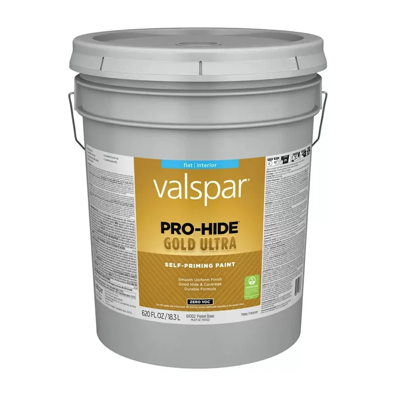 Valspar Pro-Hide Gold Ultra Interior Self-Priming Paint Flat 5 Gallon Pastel Base Pastel Base