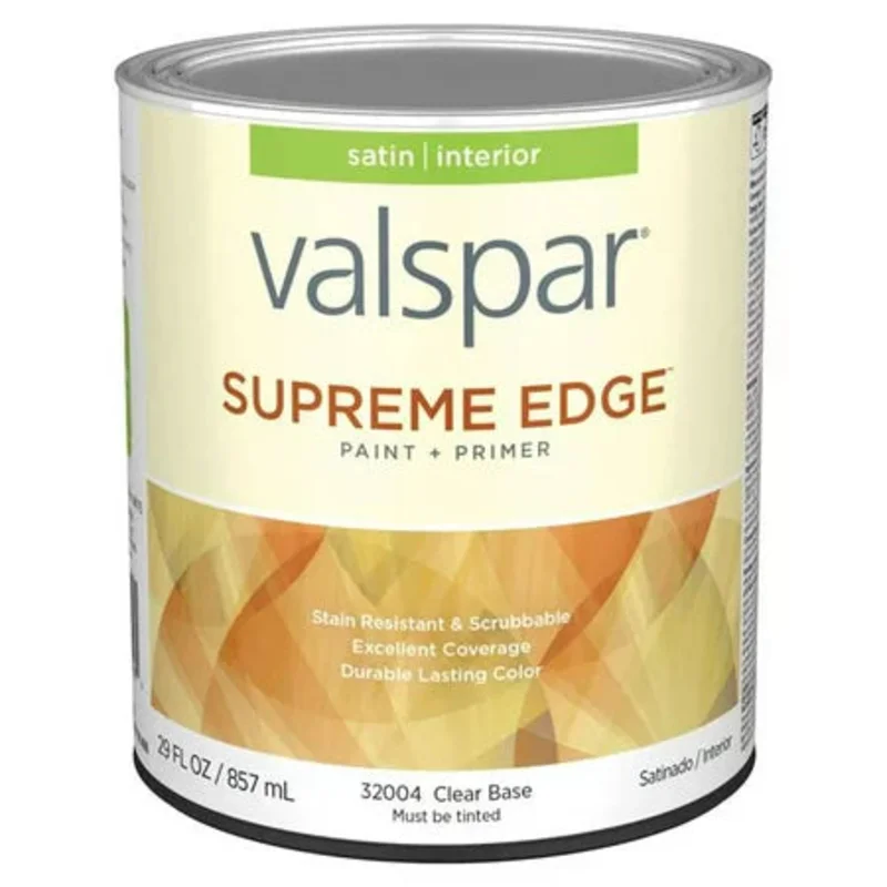 Valspar Supreme Edge Interior Paint & Primer Satin 1 Quart Clear Base Clear Base