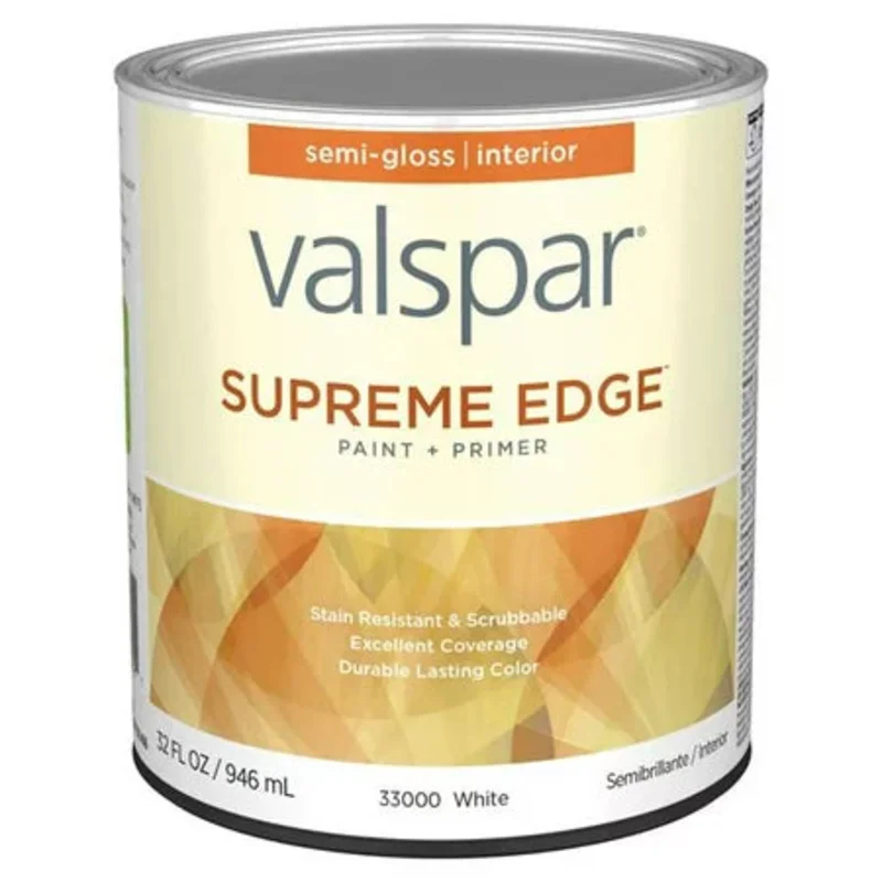 Valspar Supreme Edge Interior Paint & Primer Semi-Gloss 1 Quart White Base White Base