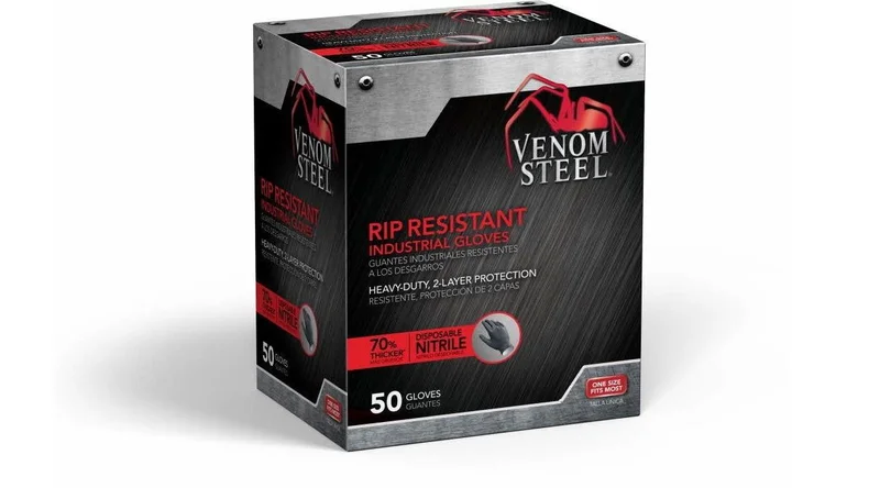 Venom Steel Premium Industrial Black Nitrile Gloves One Size Black