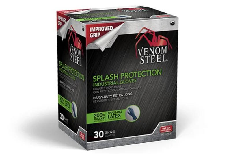 Venom Steel Splash Protection Industrial Latex Gloves, One Size Blue Blue