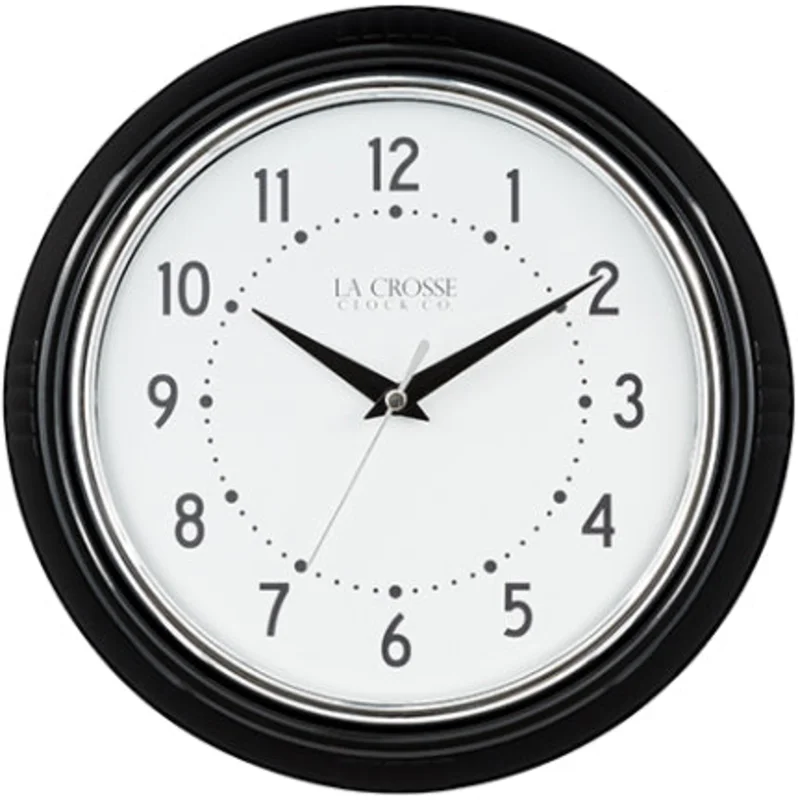 WALL CLOCK 9 1/2 DINER BK W/CH BEZL