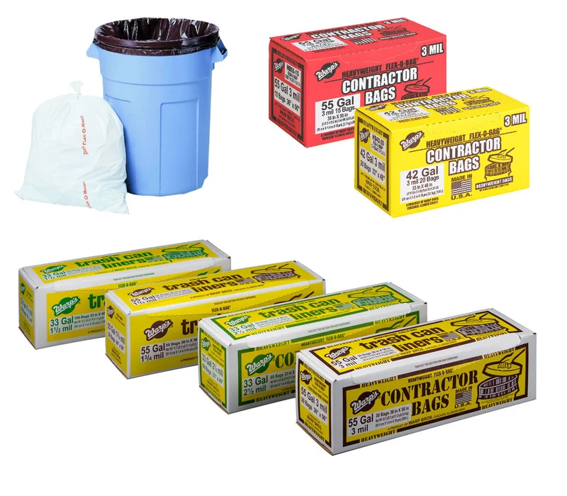 Warp Brothers Flex-O-Bag Trash Can Liners And Contractor Bags 3 mil. 42 gal.