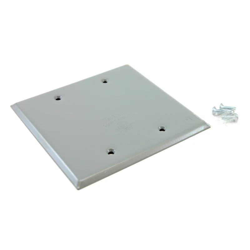 Weatherproof 2-gang blank cover with gasket