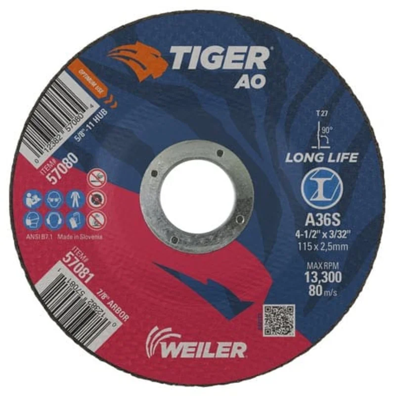 Weiler Tiger Cutting Wheel - 4 1/2" X 3/32" Type 27 57081