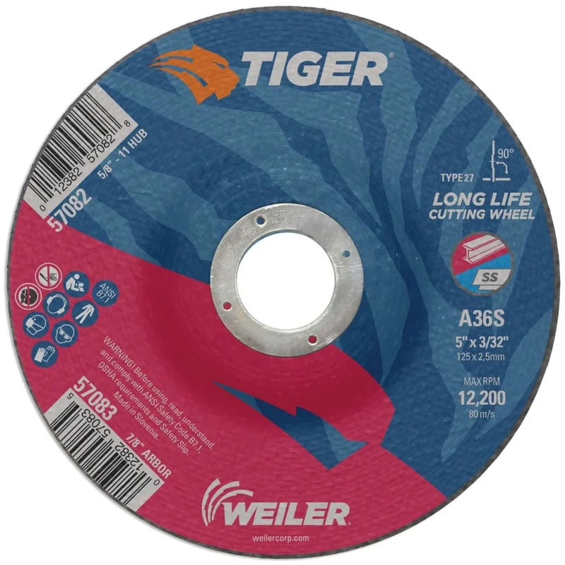 Weiler Tiger Cutting Wheel - 5" X 3/32" Type 27 57083