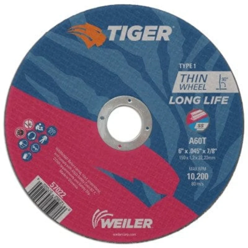 Weiler Tiger Cutting Wheel - 6" X .045" Type 1 57022