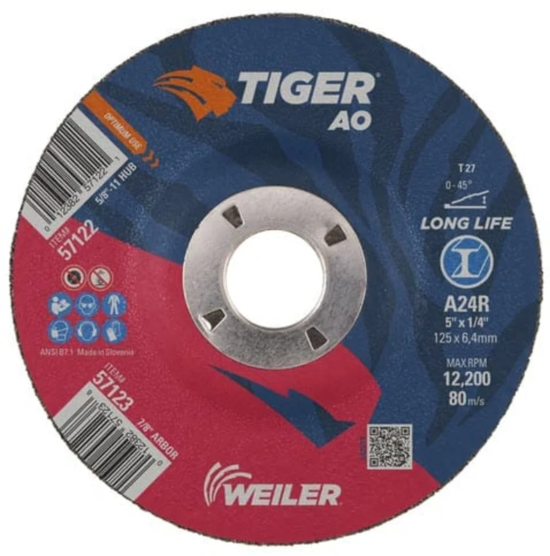 Weiler Tiger Grinding Wheel - 5" X 1/4" Type 27 57123