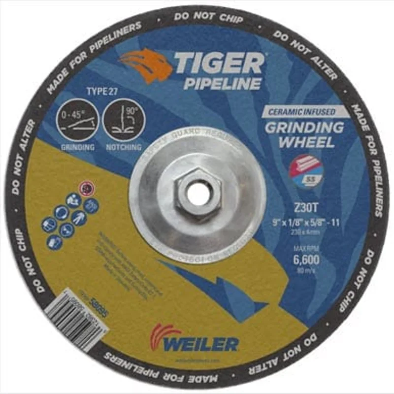 Weiler Tiger Pipeliner Grinding Wheel - 9" X 1/8" Type 27 58095