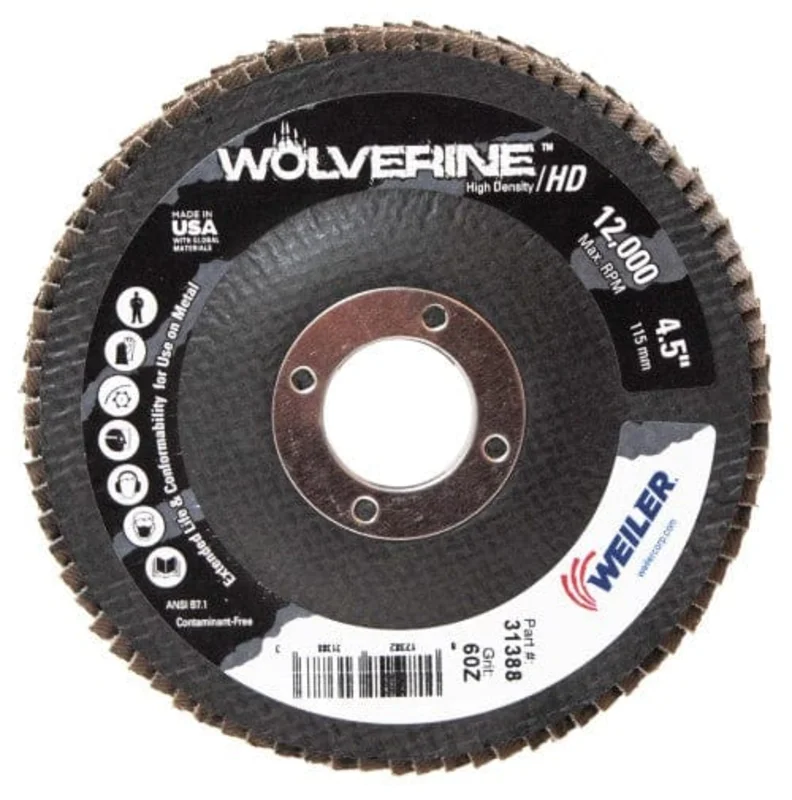 Weiler Wolverine HD Flap Disc - 4 1/2" Type 27 7/8 Arbor 60 Grit 31388