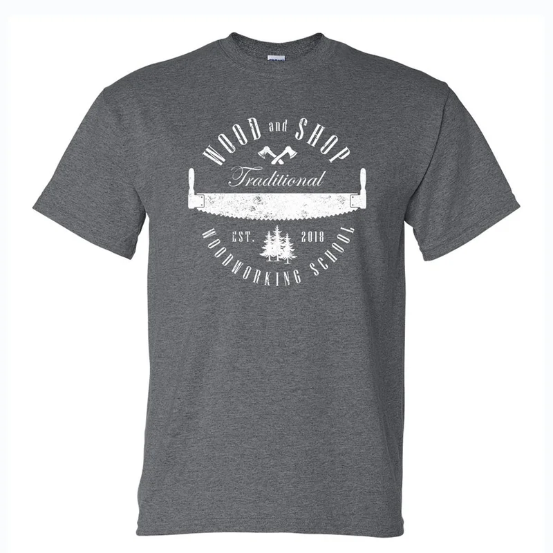 Wood and Shop Traditional Woodworking School T-Shirt (Multiple Colors) Navy Blue