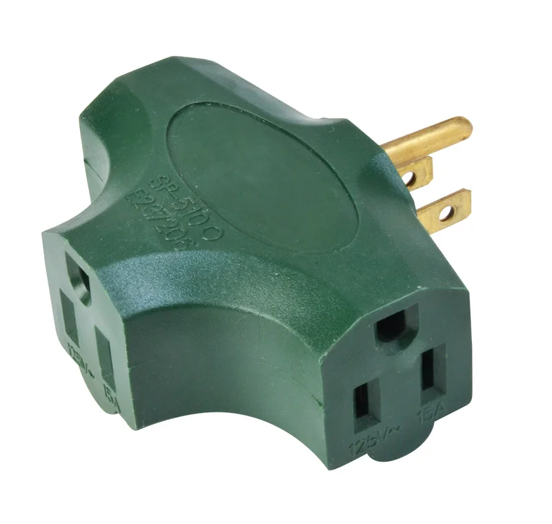 Woods 3-Outlet Green Power Adapter Green