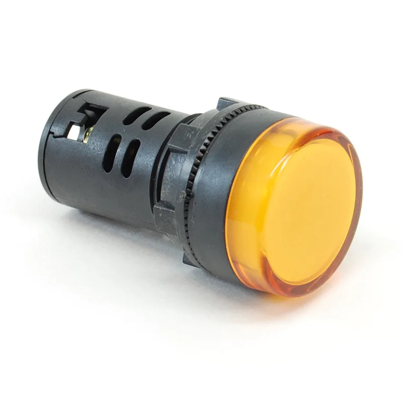 Yellow 22mm LED pilot light, 220-240V AC/DC