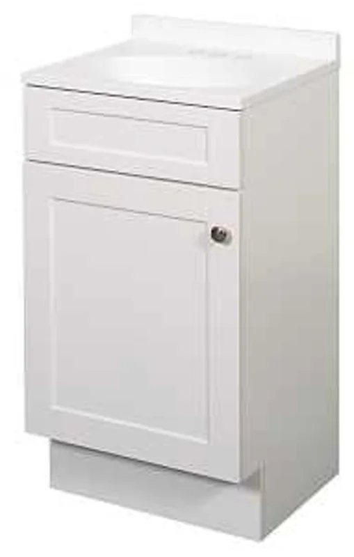 Zenna Home 1-Door Shaker Vanity with Top White | 18 in W, 16 in D, 35 in H | SBC18WW