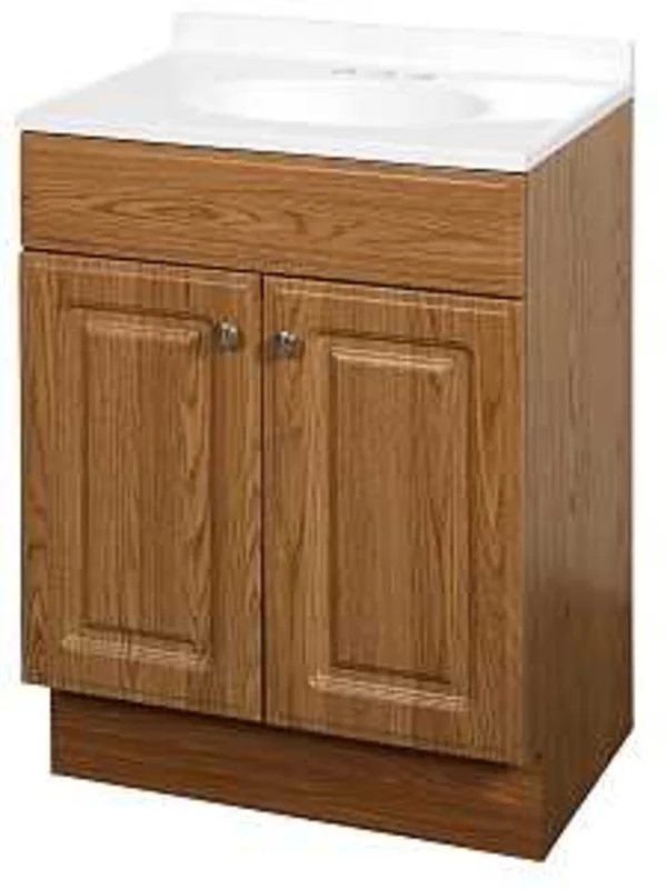 Zenna Home Raised Panel 2 Door Vanity with Top Oak | 24 in W 18 in D 35 in H | RBC24KK